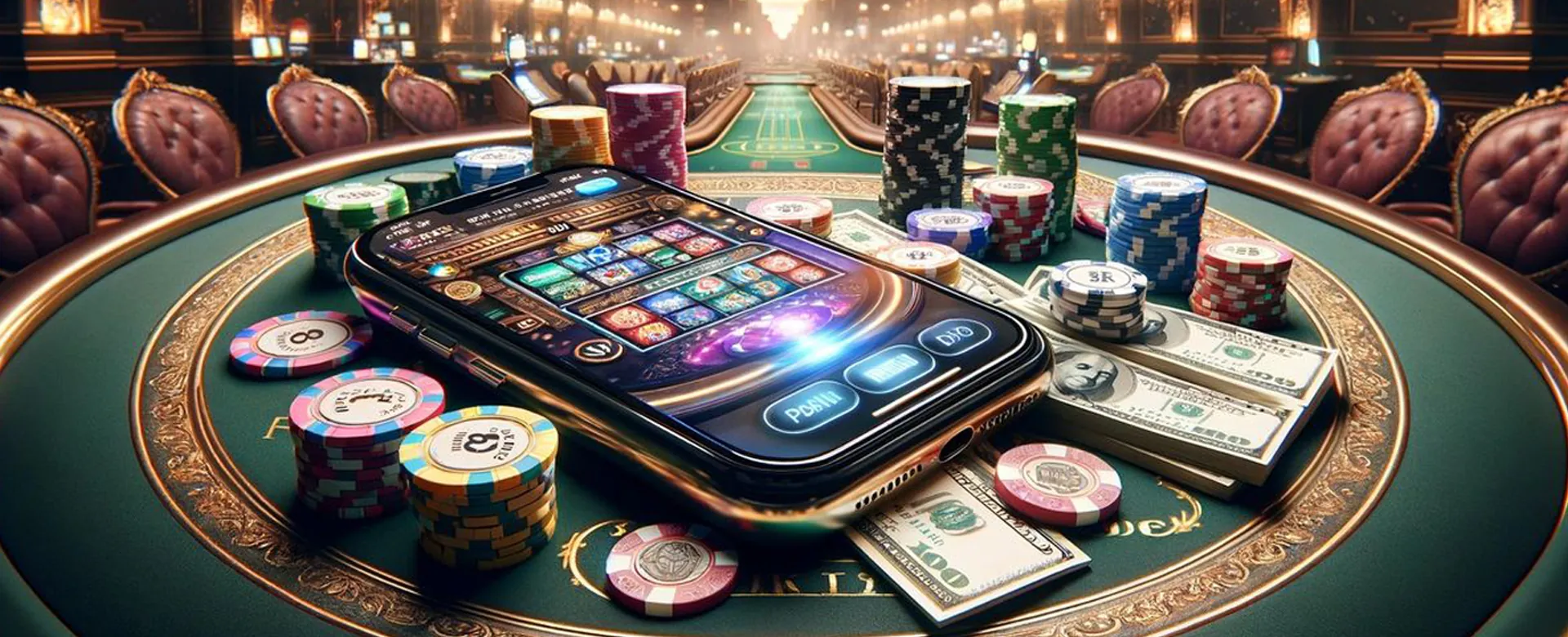 Background image featuring joyful puppy playtime music elements and casino games